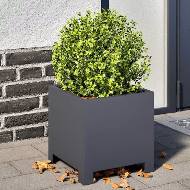 Berkfield Home Garden Steel Planter Tub Set, 2 Pieces, Anthracite and Black, W/D/H: 30 x 30 x 30 cm