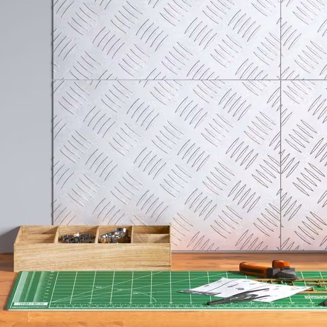 Berkfield Home Silver Aluminium Anti-Slip Checker Plate Sheets, 4 Pieces, W: 40 cm, D: 30 cm
