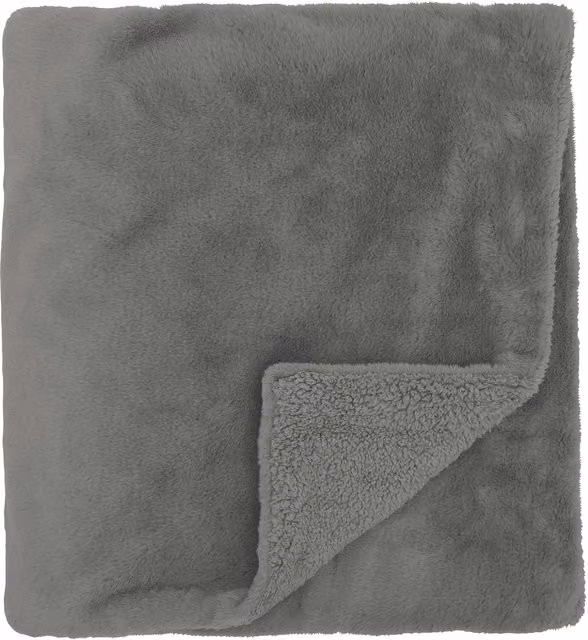 Murmur Skye Reversible Faux Fur and Fleece Throw, Grey, W/D/H: 170 x 130 x 130 cm