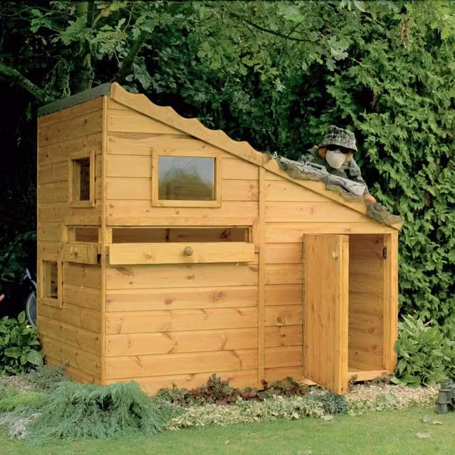 Shire Garden Buildings Command Post Wooden Playhouse in Yellow and Brown