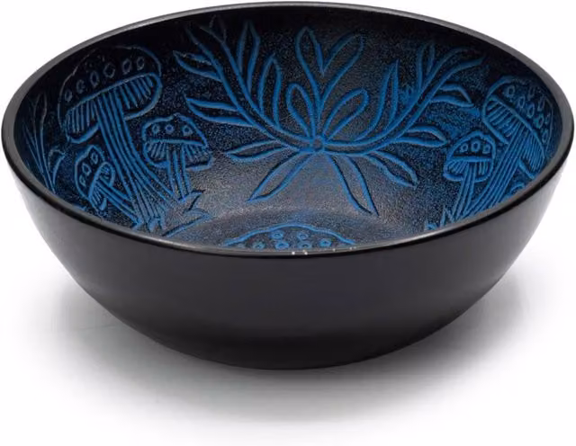 KDMD Magic Mushroom Blue Aluminum Singing Bowl in Black, Diameter: 20 cm