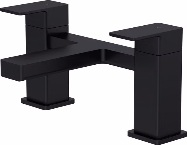 Balterley Square Deck Mounted Bath Filler Tap with Dual Levers in Matt Black