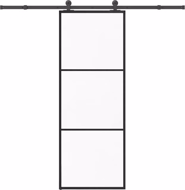Berkfield Home Modern Sliding Door with Hardware Set, Black ESG Glass and Aluminium, W: 76 cm, H: 205 cm