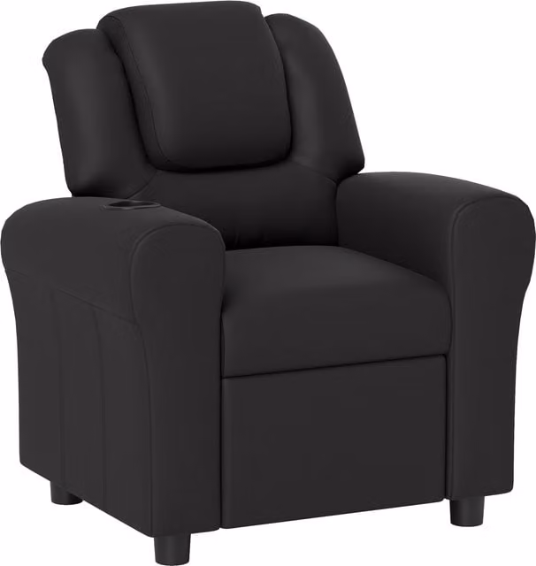 HOMCOM Kids Recliner Armchair in Black PU Leather with Adjustable Backrest and Footrest