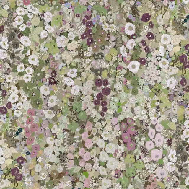 HOLLYHOCKS Botanical Floral Wallpaper Roll, Multicolour