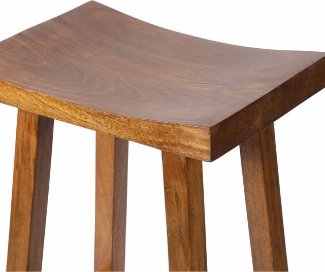 Elm Home And Garden Rustic Lacquered Mango Wood Breakfast Bar Stool in Brown and Orange
