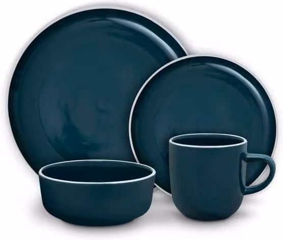 Barbary & Oak Nattura 16 Piece Stoneware Dinner Set in Petrol