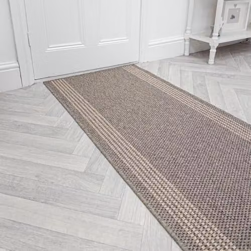 runrug Loop Pile Hallway Runner Rug in Beige and Brown, W/D/H: 66 x 420 x 0.5 cm
