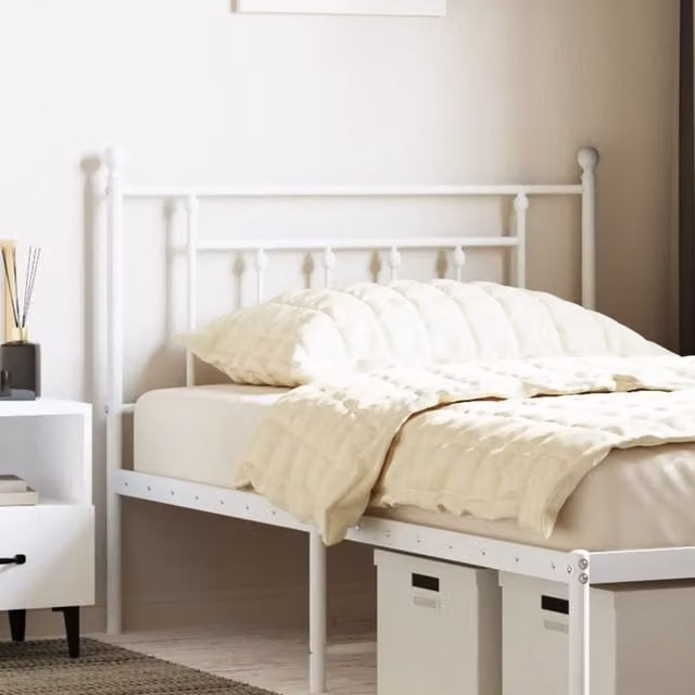 Berkfield Home Classic Metal Headboard in White, Width: 107 cm