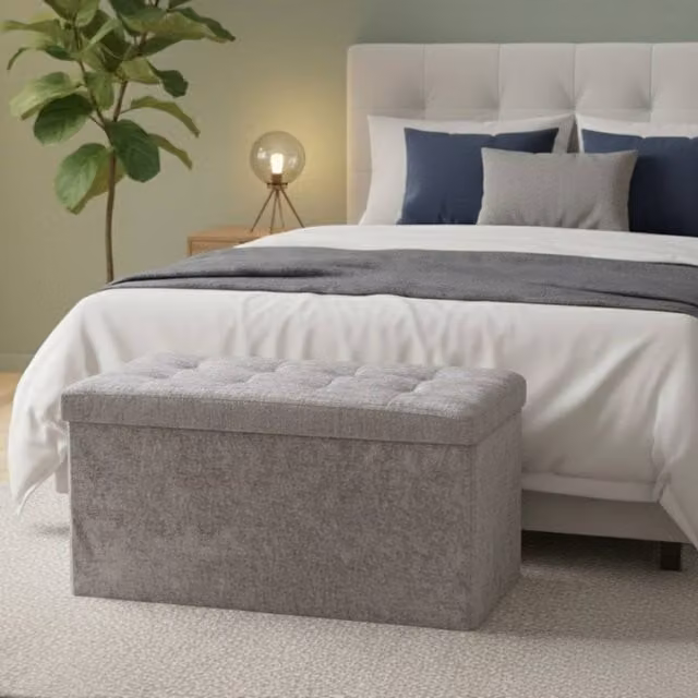 Snug City Silver Crushed Velvet Rectangle Storage Box with Lid