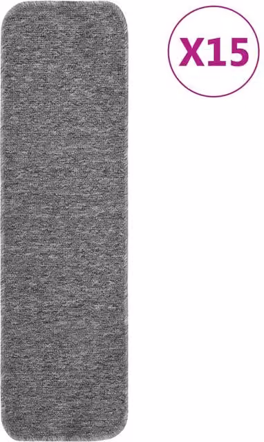 Berkfield Home Anti Slip Stair Mats, 15 Pack, Grey, Rectangular, W: 75 cm, D: 20 cm
