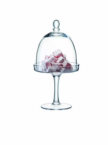 LSA International Serve Stand and Dome in Transparent Mouthblown Handmade Glass, Diameter: 15 cm/14 cm