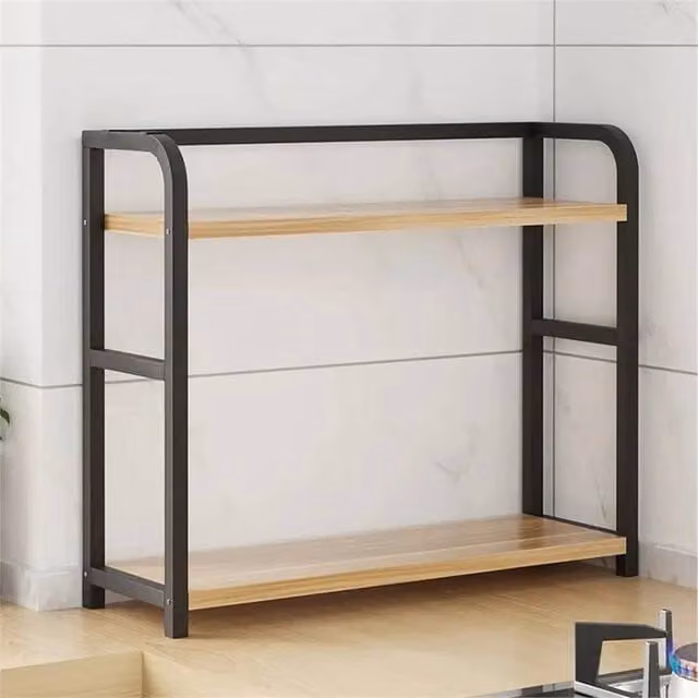 Nordara 2-Layer Kitchen Storage and Spice Rack Countertop Organiser, Brown, W: 40 cm, D: 30 cm, H: 42 cm